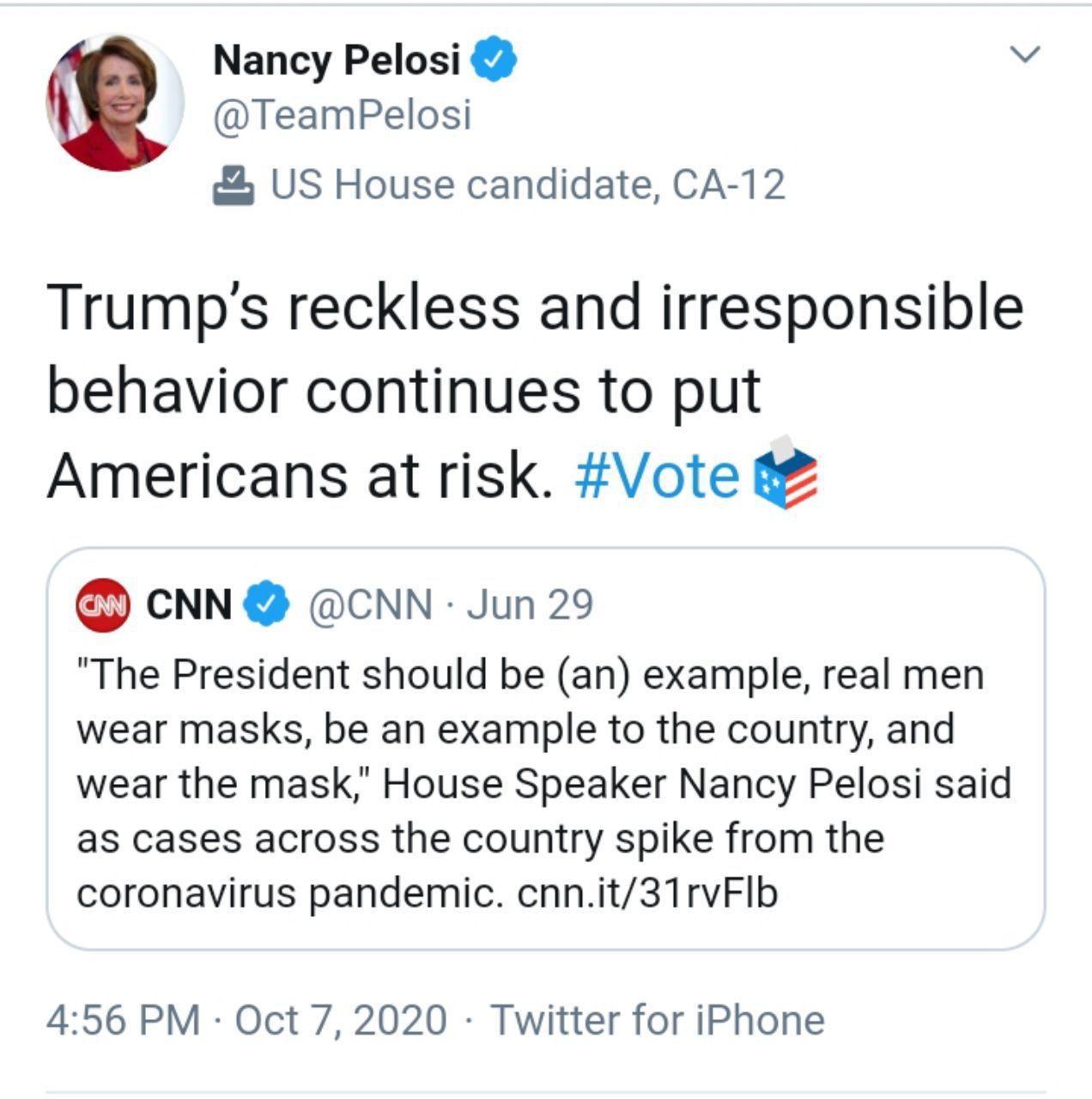 نانسی پلوسی: رفتار ترامپ جان مردم را به خطر می‌اندازد