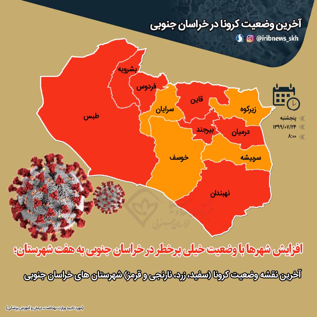 افزایش شهر‌های با وضعیت قرمز در خراسان جنوبی به ۷ شهرستان
