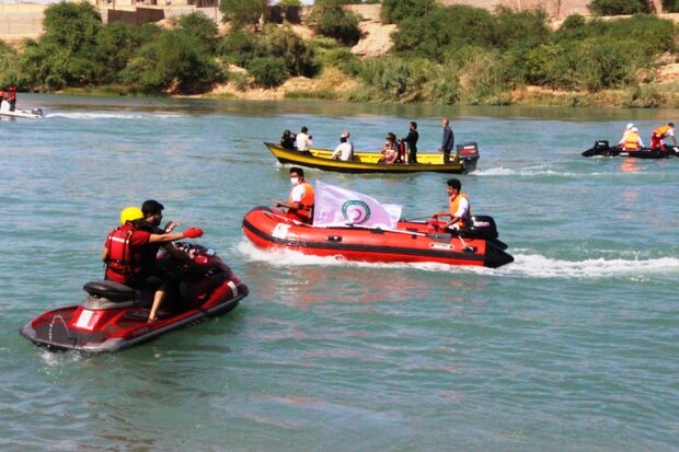 اولین مانور نجات غریق سیلاب‌ها در شادگان