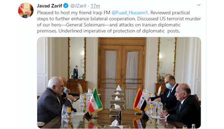 ظریف: با وزیرخارجه عراق درباره ترور سردار سلیمانی گفتگو کردیم