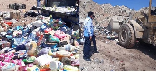 معدوم سازی مواد آرایشی و بهداشتی فاسد در شهرستان کازرون