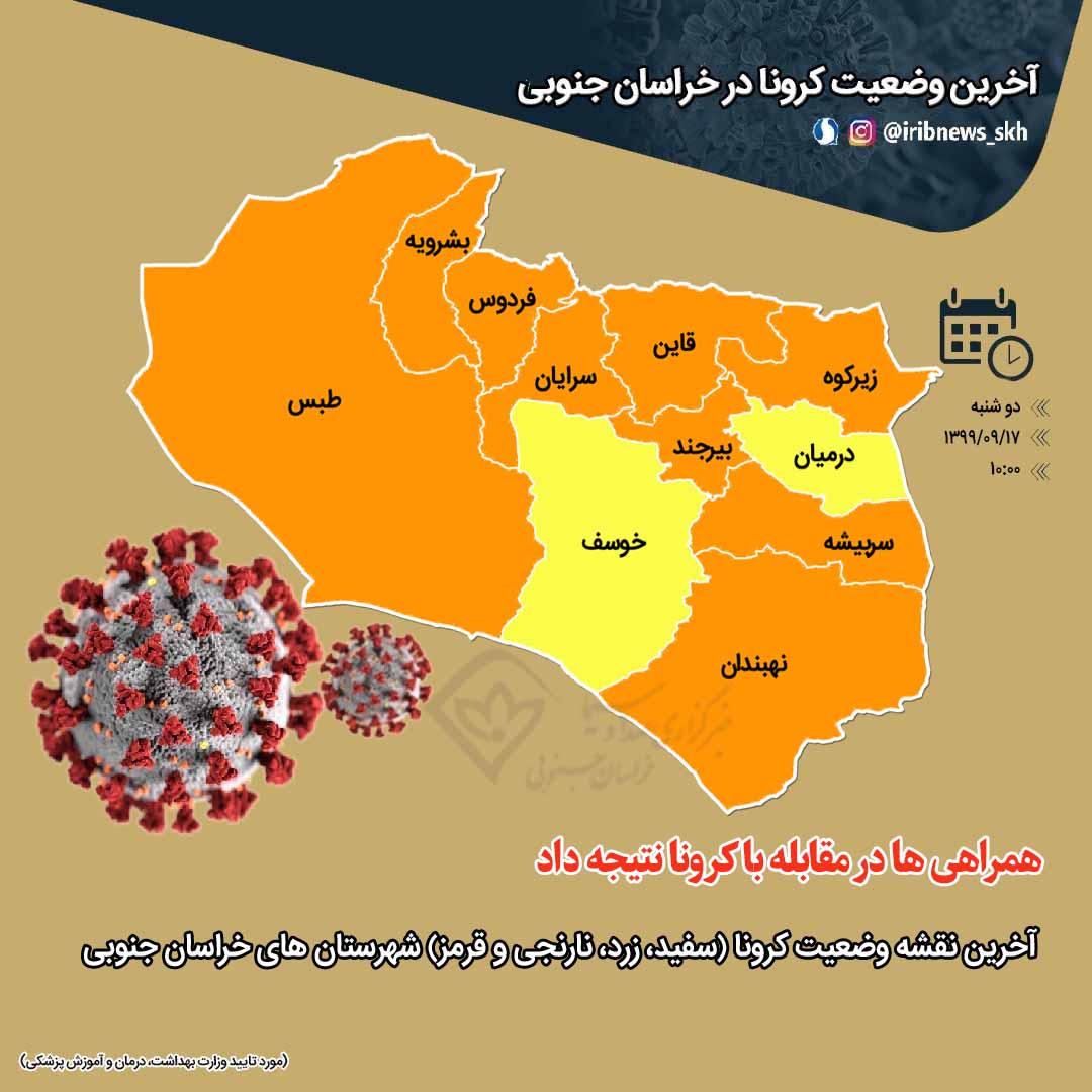 خروج خراسان جنوبی از وضعیت بحرانی کرونایی