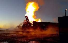 آتش سوزی در یک میدان نفتی روسیه