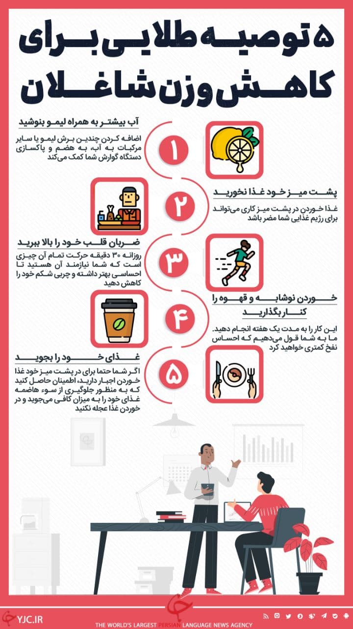 ۵ توصیه طلایی برای کاهش وزن شاغلان