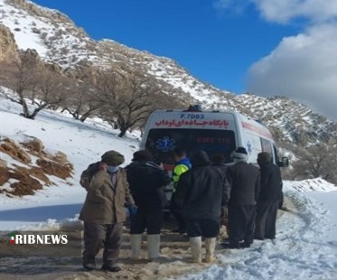 نجات جان مادر باردار در محور برف‌گیر لوداب