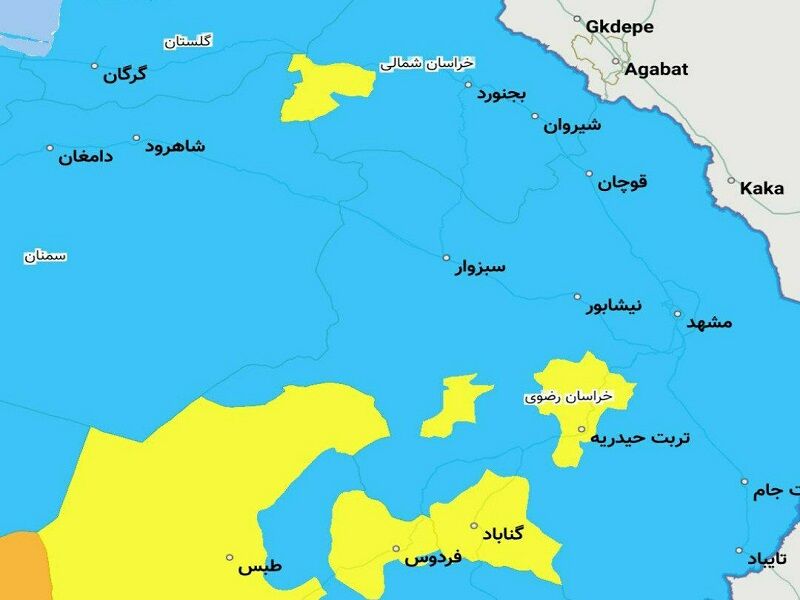 تغییر رنگ کرونایی سه شهرستان خراسان رضوی به زرد
