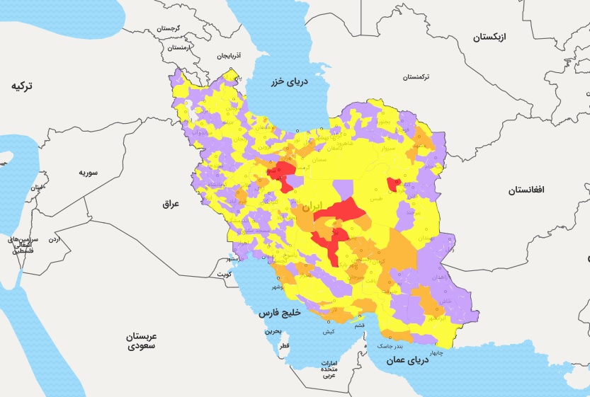 اعلام خطر کرونا در ۶ شهرستان استان سمنان