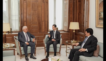 دیدار بشار اسد و رئیس نیرو‌های بسیج مردمی عراق