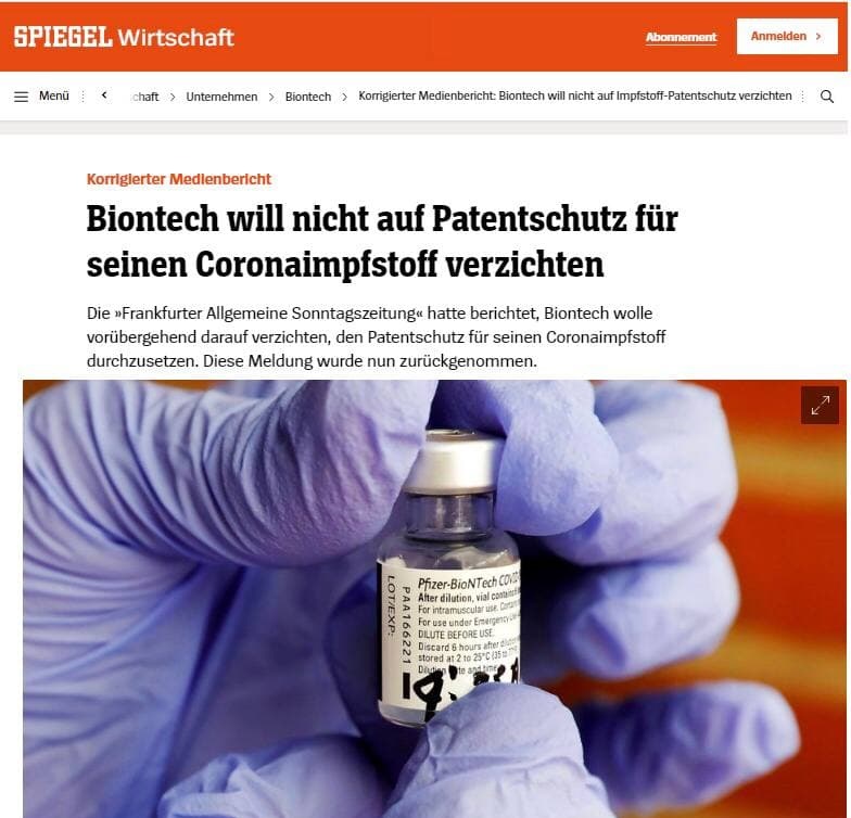 مخالفت آلمان با واگذاری حق مالکیت معنوی واکسن کرونا