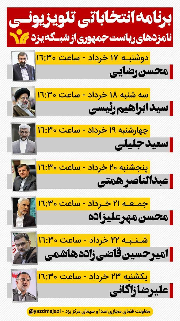 برنامه نامزد‌های انتخابات ریاست جمهوری در شبکه یزد