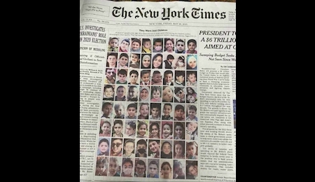 تصاویر کودکان شهید فلسطینی بر صفحه نخست نیویورک تایمز
