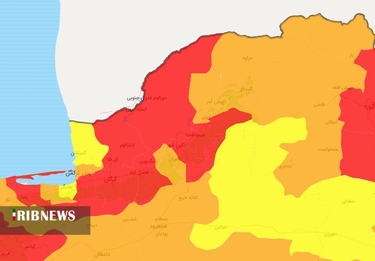مناطق قرمز گلستان ۲ برابر شد؛ ۸ شهرستان در وضعیت خیلی پرخطر