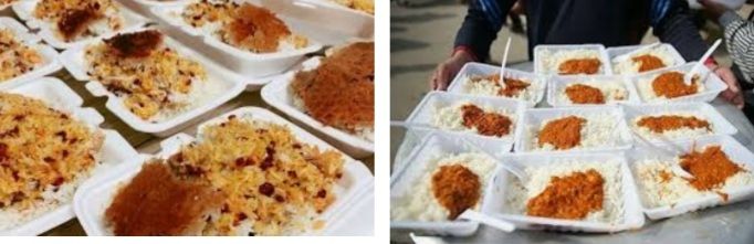 اطعام حسینی به مناسبت ماه محرم در میان نیازمندان بخش رخ