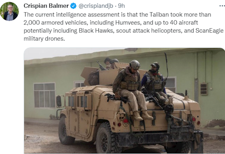 مقادیر زیادی از تسليحات آمریکایی بدست طالبان افتاده است