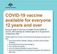 واکسیناسیون افراد ۱۲ سال به بعد در استرالیا
