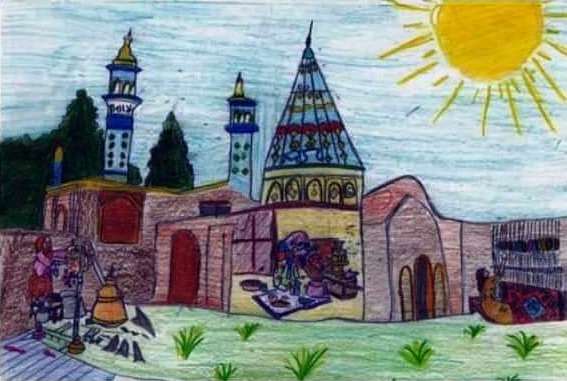 نمایش اثر نقاشی دانش آموز آران و بیدگلی در کنفرانس کازان روسیه