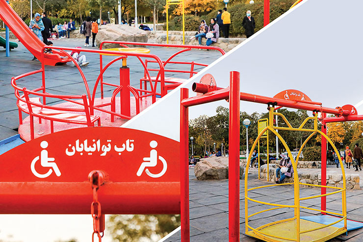 نصب وسایل مخصوص بازی کودکان توان یاب در بوستان های مشهد