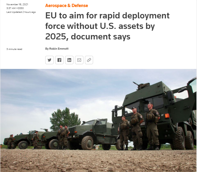 برنامه اتحادیه اروپا برای تشکیل نیروی نظامی مستقل از آمریکا