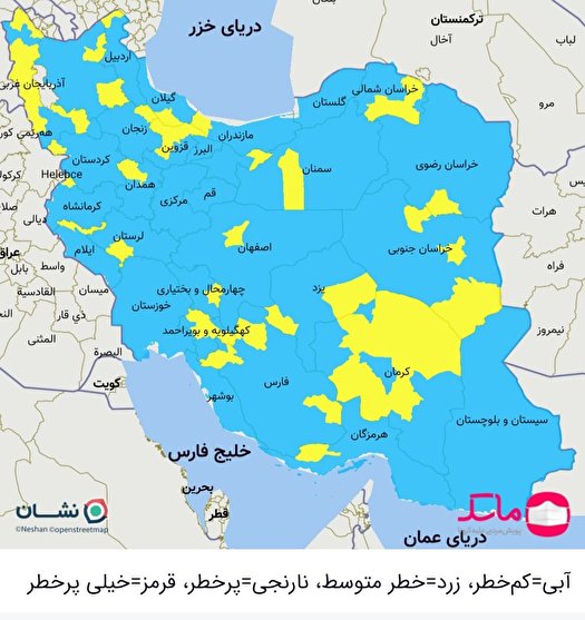 آمار شهرستان‌های قرمز و نارنجی کرونا به صفر رسید