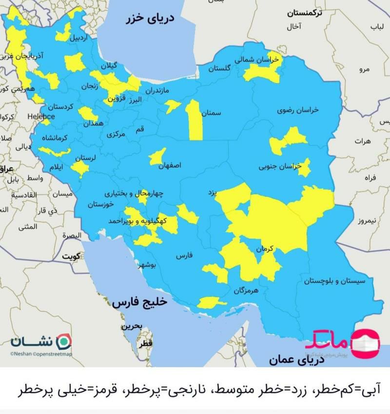 شهرستان نارنجی در نقشه کرونایی خراسان جنوبی نداریم