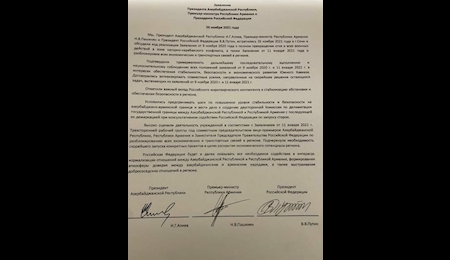 بیانیه سه جانبه روسای کشورهای روسیه ، جمهوری آذربایجان و ارمنستان در سوچی در روسیه