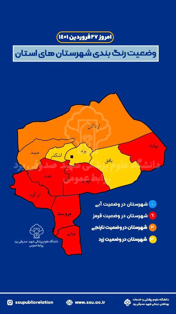 تغییر رنگ بندی کرونایی در یزد