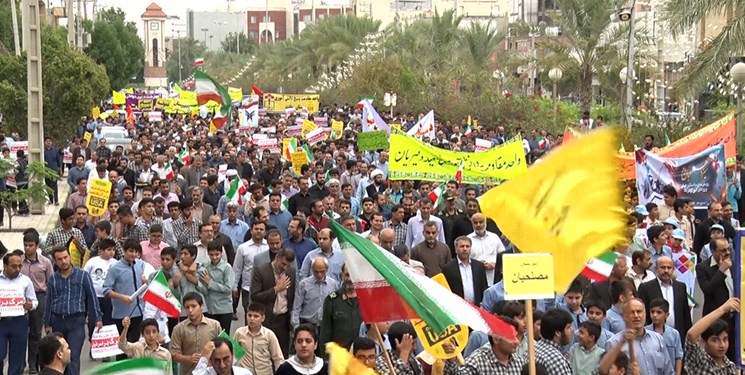 برگزاری راهپیمایی روز جهانی قدس در سراسر استان بوشهر