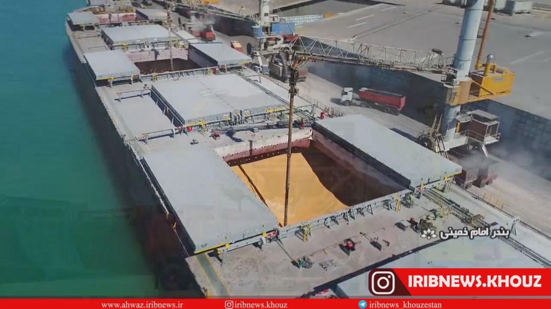 تخلیه کالا‌های اساسی از ۹ فروند کشتی در بندر امام خمینی + فیلم