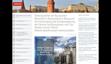 سفارت روسیه در برلین تصمیم دولت آلمان را در قبال جنگ اوکراین محکوم کرد