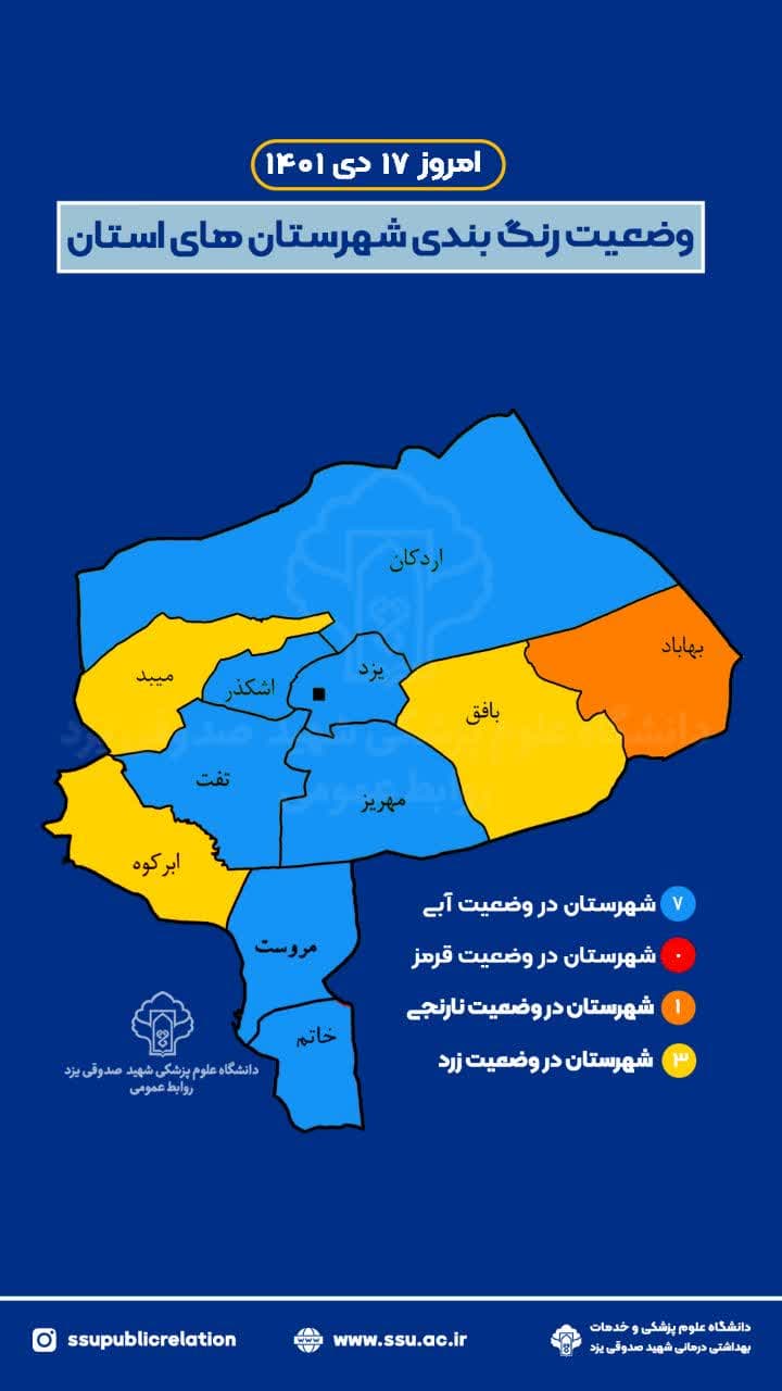 افزایش شهر‌های زرد کرونایی در یزد