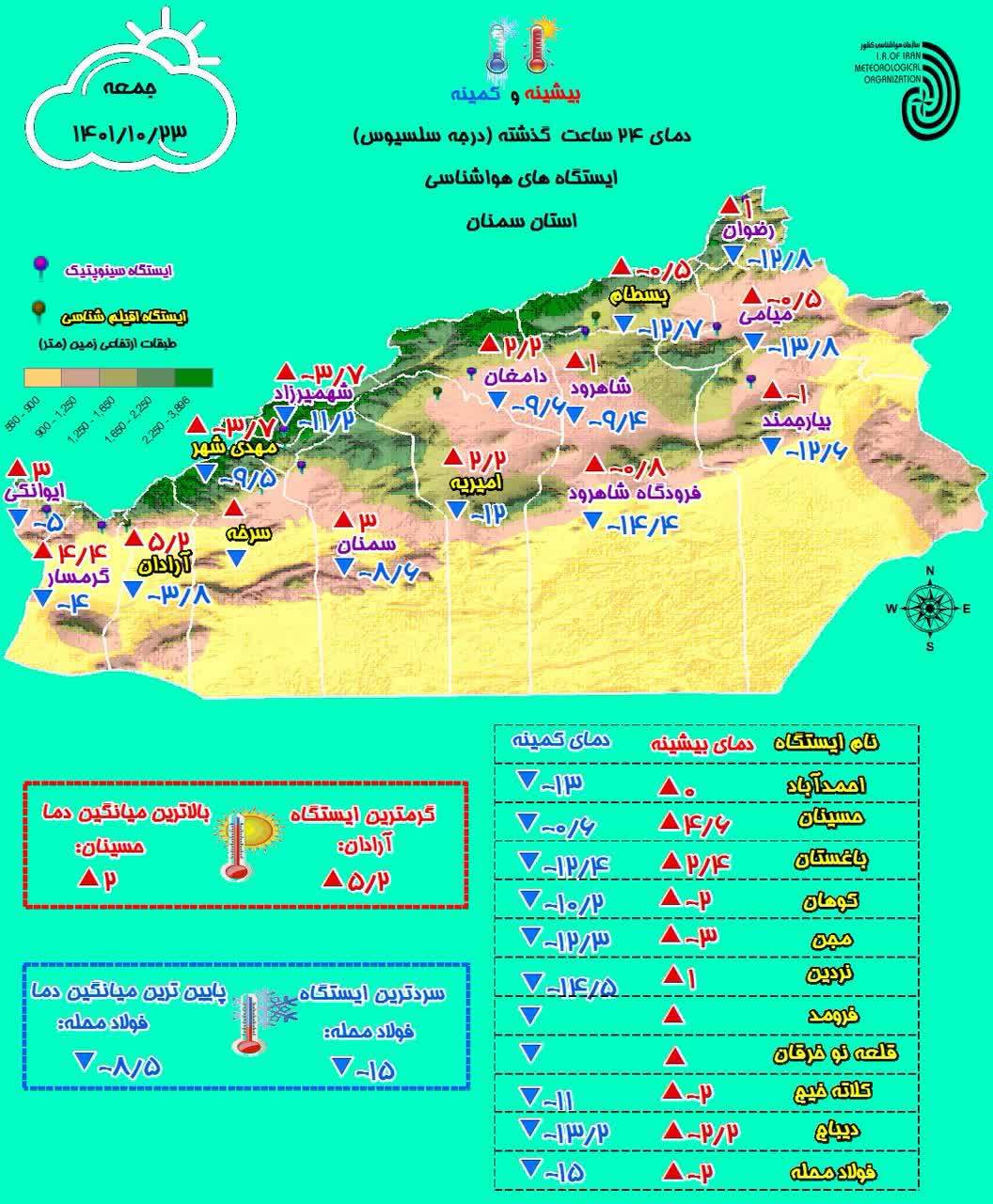 فولاد محله سردترین نقطه استان سمنان