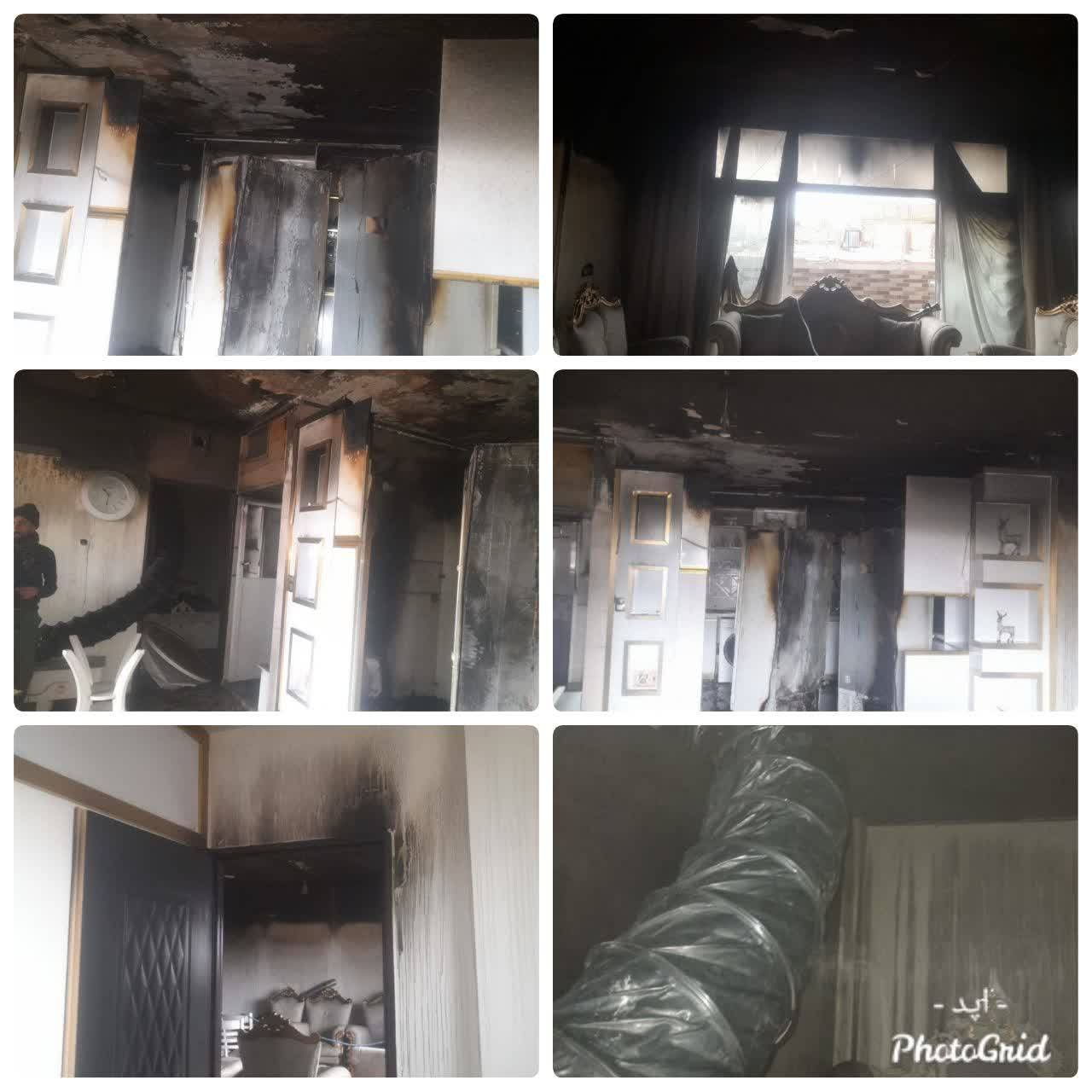 حادثه آتش سوزی منزل مسکونی درخیابان ماربین