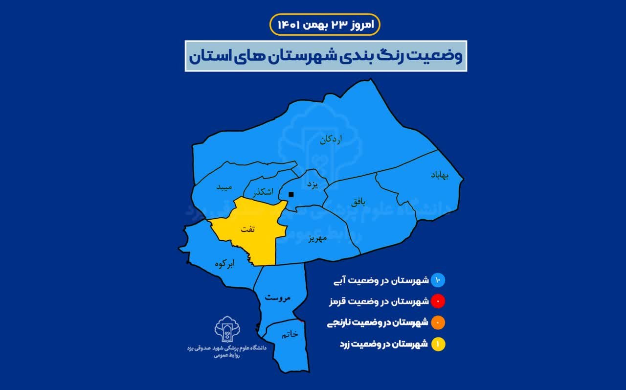 تفت، تنها شهرستان زرد کرونایی استان