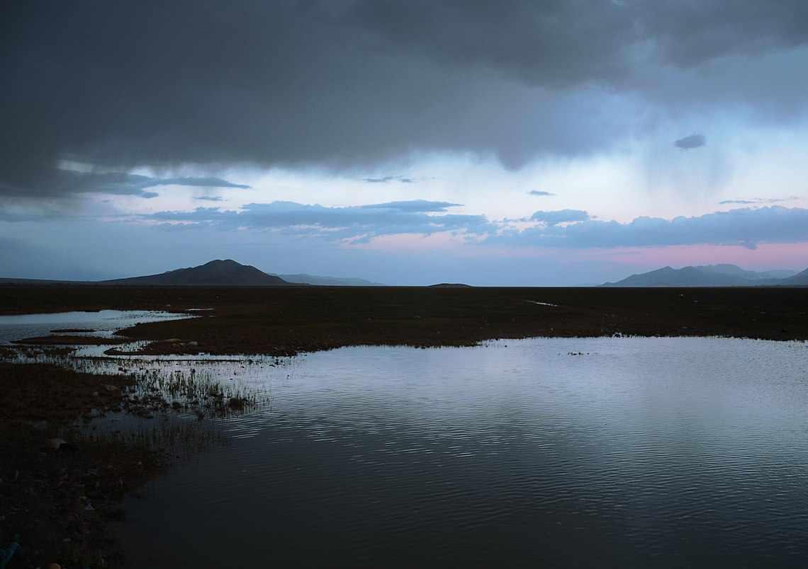 ورود آب به دریاچه کافتر در شمال فارس