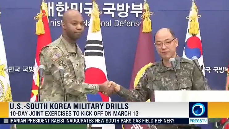 رزمایش مشترک کره جنوبی و آمریکا در ۱۳ ماه مارس
