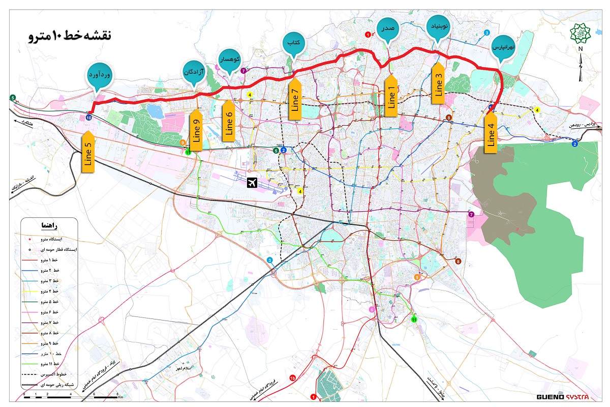 محلات شمال پایتخت با خط ده مترو به شرق و غرب تهران وصل می‌شود