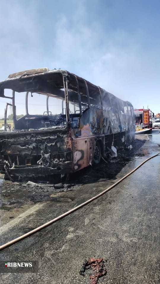 آتش سوزی اتوبوس شیراز - ابرکوه