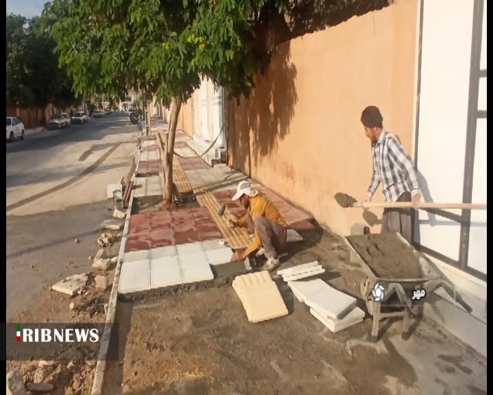 اجرای بیش از ۳ هزار متر پیاده رو سازی در شهر مهر
