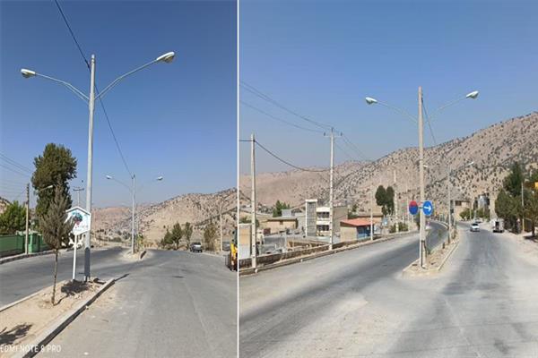 نصب شبکه روشنایی معابر بلوار اصلی شهر منج در شهرستان لردگان