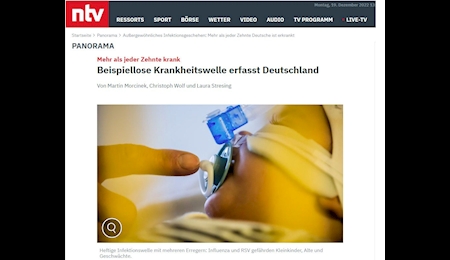 تلویزیون NTV آلمانی نوشت: موج بی سابقه بیماری آلمان را فراگرفت.