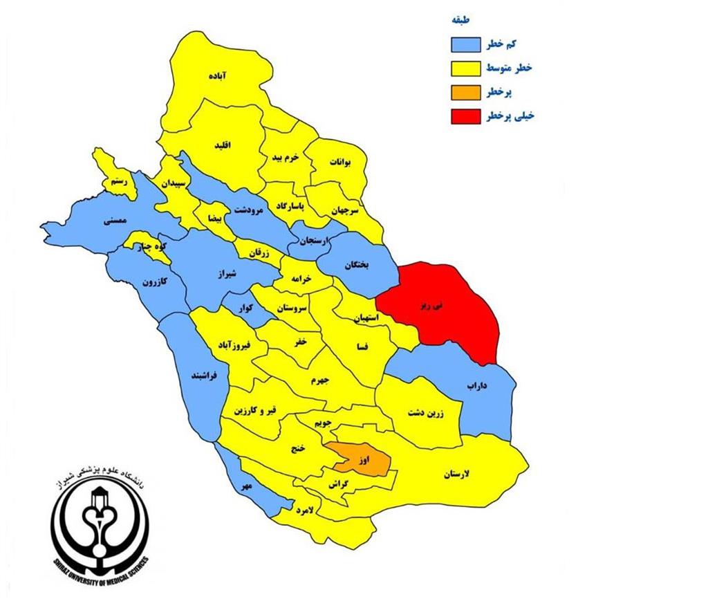 پای رنگ قرمز به نقشه کرونایی فارس باز شد