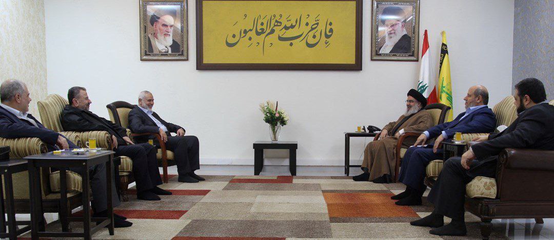 دیدار دبیرکل حزب‌الله لبنان با رئیس دفتر سیاسی جنبش حماس فلسطین