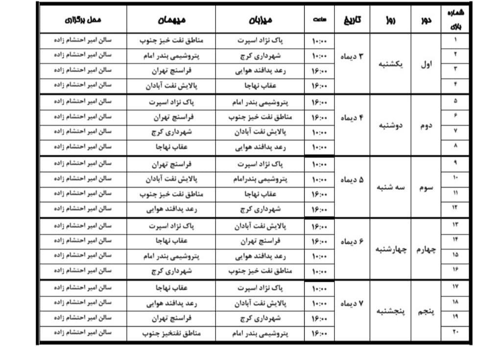 آغاز سی و دومین دوره لیگ برتر تنیس روی میز مردان ایران از فردا