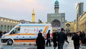 استقرار آمبولانس‌های اورژانس ۱۱۵  دانشگاه  علوم پزشکی مشهد در مسیر راهپیمایی ۲۲ بهمن