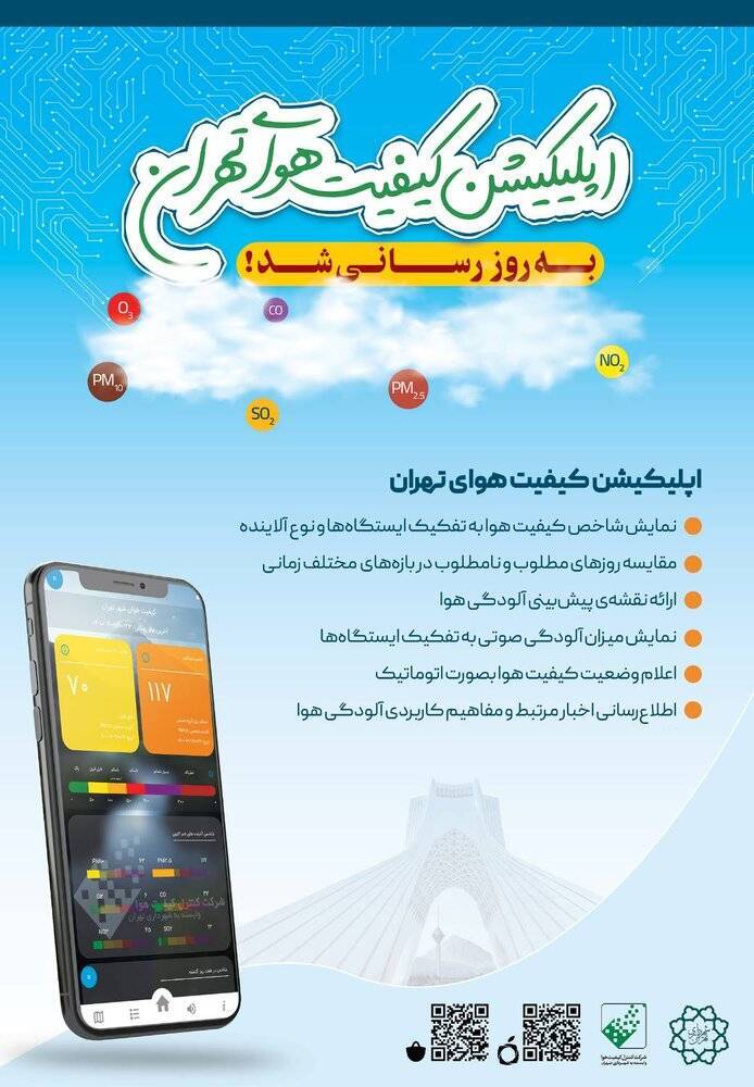 نرم افزار موبایلی کیفیت هوای تهران به روز رسانی شد