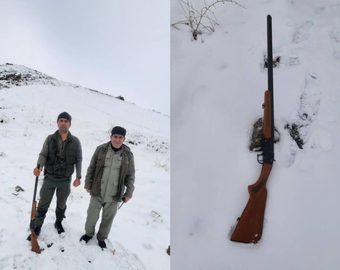 کشف و ضبط اسلحه شکاری غیرمجاز از متخلفین در ارتفاعات کوهستانی منطقه نازلو