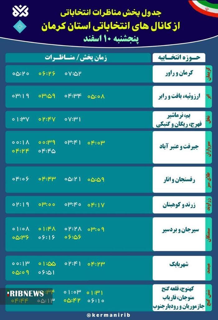 اعلام جدول پخش تبلیغات و مناظره‌های انتخاباتی تا ۸ صبح فردا ۱۰ اسفندماه