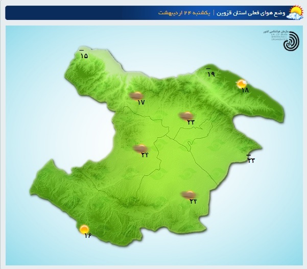 رگبار و رعد و برق پدیده غالب جوی قزوین