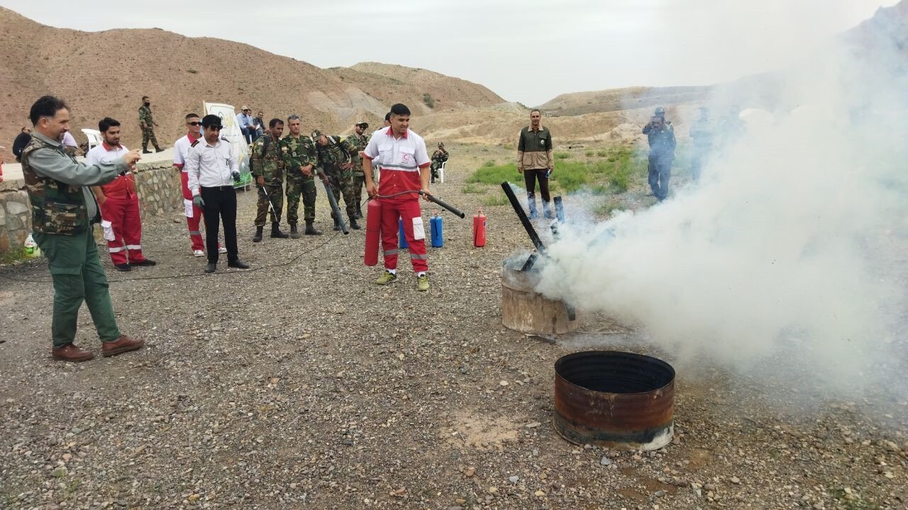 برگزاری مانور اطفای حریق جنگل‌ها و مراتع شهرستان‌های خراسان رضوی در نیشابور