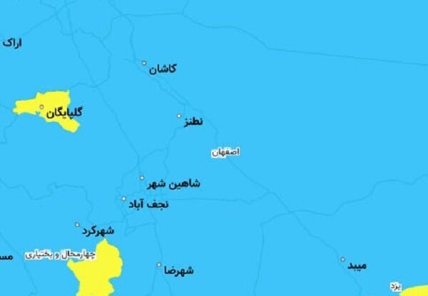 چهار شهر اصفهان در وضعیت زرد کرونا